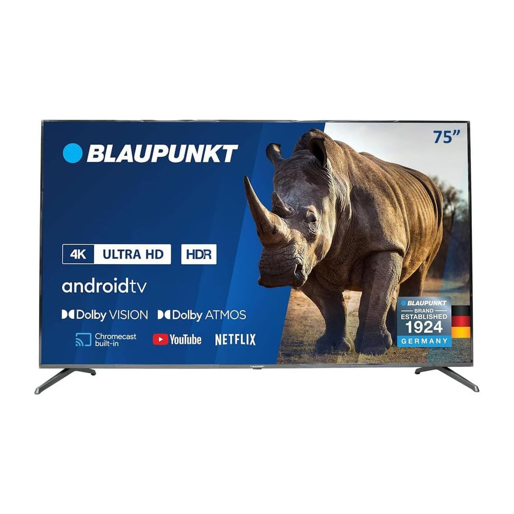 Blaupunkt 75 Inch TV 4K-UHD Smart TV Android TV, Black
