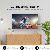 Nikai 32 Inch Smart LED TV, HD 1366 x 768 Resolution, Android TV With Wi-Fi And DLNA, Quad-Core Processor, 16W Speaker Power, 2x HDMI, 2x USB, Netflix, YouTube, Shahid, NTV3200SLEDK