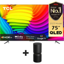 TCL 75 Inch 4K QLED Smart TV, Black