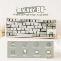Epomaker X Feker Galaxy80 Gaming Keyboard, Aluminum Alloy Wireless Mechanical Creamy Keyboard, BT5.0/2.4G/Usb-C Gasket-Mounted, Hot Swappable, Nkro (White, Marble White Switch)