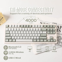 Epomaker X Feker Galaxy80 Gaming Keyboard, Aluminum Alloy Wireless Mechanical Creamy Keyboard, BT5.0/2.4G/Usb-C Gasket-Mounted, Hot Swappable, Nkro (White, Marble White Switch)