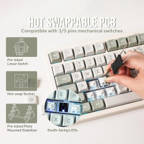 Epomaker X Feker Galaxy80 Gaming Keyboard, Aluminum Alloy Wireless Mechanical Creamy Keyboard, BT5.0/2.4G/Usb-C Gasket-Mounted, Hot Swappable, Nkro (White, Marble White Switch)