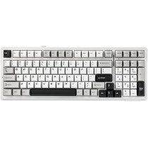 Epomaker X Aula F99 Wireless Mechanical Keyboard, Hot Swappable Gasket Custom Gaming Keyboard With Five-Layer Padding, Bluetooth/2.4Ghz/Usb-C, 8000Mah Battery (White Grey, Graywood V3 Switch)