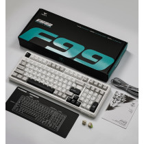 Epomaker X Aula F99 Wireless Mechanical Keyboard, Hot Swappable Gasket Custom Gaming Keyboard With Five-Layer Padding, Bluetooth/2.4Ghz/Usb-C, 8000Mah Battery (White Grey, Graywood V3 Switch)