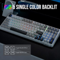 Epomaker X Aula F99 Wireless Mechanical Keyboard, Hot Swappable Gasket Custom Gaming Keyboard With Five-Layer Padding, Bluetooth/2.4Ghz/Usb-C, 8000Mah Battery (White Grey, Graywood V3 Switch)