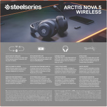 Steelseries Arctis Nova 5 Wireless - Gaming Headset For Pc, PS4/5, Switch, Mobile - 100+ Audio Presets Via App, Neodymium Magnetic Drivers, 60H Battery, 2.4Ghz Or Bt - Clearcast Gen2.X Mic