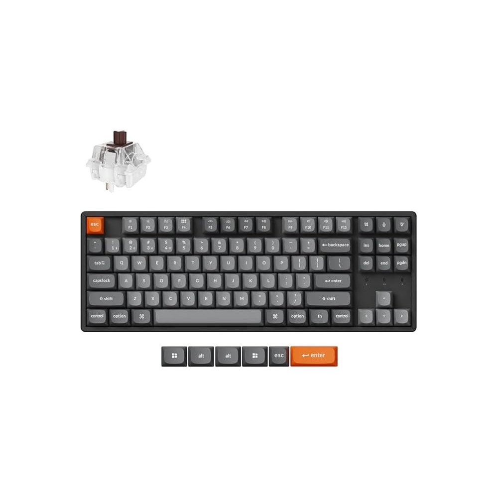 Keychron K8 Max Wireless Mechanical Gaming Keyboard, Tkl Layout Qmk 2.4 Ghz/Bluetooth 5.1/Wired Tri-Mode Connection, Rgb With Keychron Super Red Switch Compatible With Mac Windows Linux