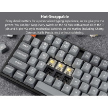 Keychron K8 Max Wireless Mechanical Gaming Keyboard, Tkl Layout Qmk 2.4 Ghz/Bluetooth 5.1/Wired Tri-Mode Connection, Rgb With Keychron Super Red Switch Compatible With Mac Windows Linux