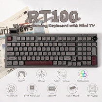 Epomaker Rt100 97 Keys Gasket Bt5.0/2.4G/Usb-C Mechanical Keyboard With Customizable Display Screen, Knob, Hot Swappable Socket, 5000Mah Battery For Win/Mac(Rt100 Grey, Gateron Pro Yellow