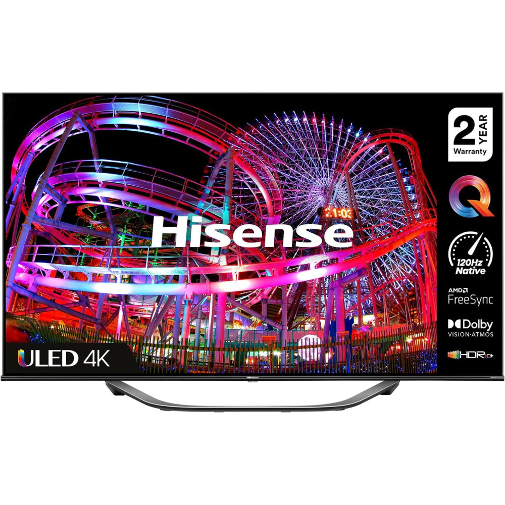 Hisense 55U7HQTUK 55Inch 600-nit 4K HDR10+ And 120Hz Dolby Vision IQ ULED Smart TV With Disney+, Freeview Play And Alexa Built-In, HDMI 2.1 And Filmmaker Mode, FreeSync Certificated (2022 NEW)