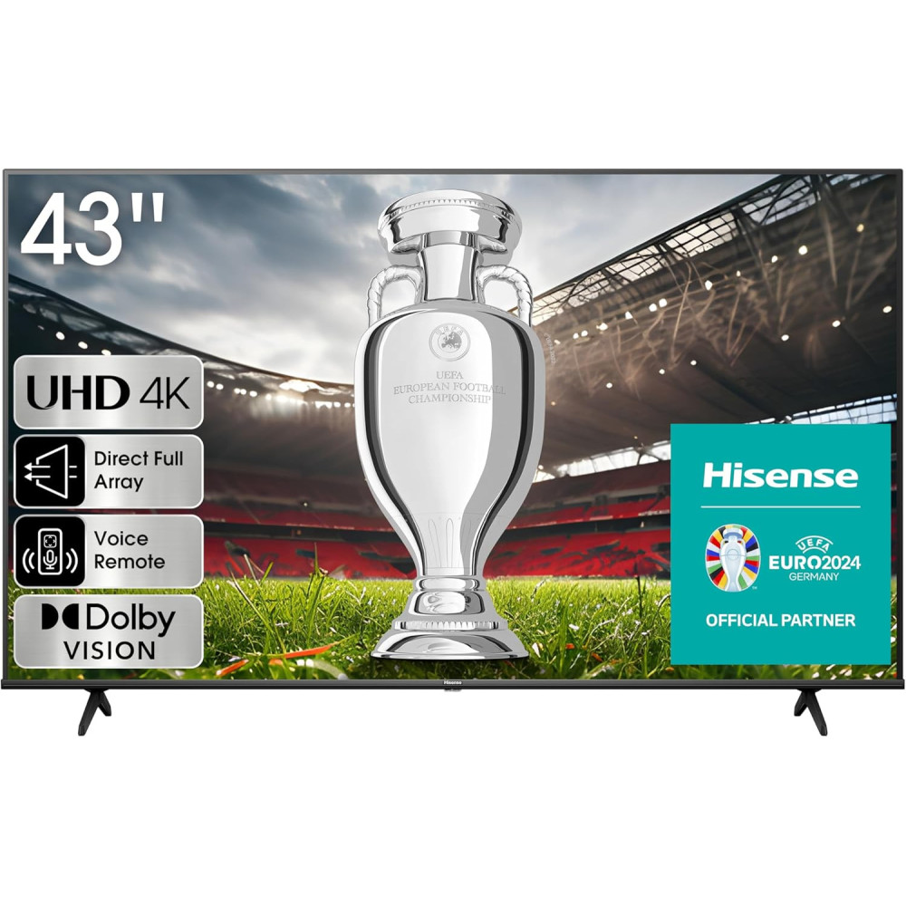 Hisense VIDAA Smart TV 43A6K - Dolby Vision, Pixel Tuning, Voice Remote Share to TV, And Youtube, Netflix And Shahid OSN
