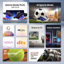 Hisense 58 inch Smart TV UHD 4K E6N-Dolby Vision,Game Mode Plus,Smooth Motion with MEMC,AI Sports Mode, Voice Control, Share to TV, Youtube, Netflix, Disney+, Shahid and Anghami,58E6N