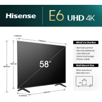Hisense 58 inch Smart TV UHD 4K E6N-Dolby Vision,Game Mode Plus,Smooth Motion with MEMC,AI Sports Mode, Voice Control, Share to TV, Youtube, Netflix, Disney+, Shahid and Anghami,58E6N
