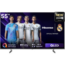 Hisense 55 inch QLED Smart TV E7N-Quantum Dot Colour, AI Picture, Dolby Vision, Dolby Atmos, Share to TV, Voice Control, Filmmaker Mode, Youtube, Netflix, Disney+ and Shahid, 55E7N