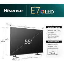 Hisense 55 inch QLED Smart TV E7N-Quantum Dot Colour, AI Picture, Dolby Vision, Dolby Atmos, Share to TV, Voice Control, Filmmaker Mode, Youtube, Netflix, Disney+ and Shahid, 55E7N