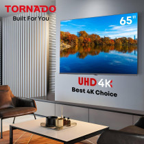 Tornado 4K UHD Frameless Smart TV 65 Inch Android, Black, Youtube, Netflix, Big Size Ultra HD Television With Full Size Screen, No Frame 65UA1410E