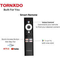 Tornado 4K UHD Frameless Smart TV 65 Inch Android, Black, Youtube, Netflix, Big Size Ultra HD Television With Full Size Screen, No Frame 65UA1410E