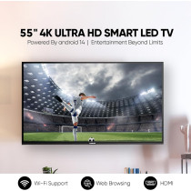 Nikai 55 Inch 4K Ultra HD Smart LED TV, Android 14, 1GB RAM, 8GB Storage, Quad Core Processor, Built-in WiFi, USB and HDMI Ports, Slim Frame –55NK4KSLED
