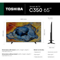 Toshiba 65 inch UHD Smart TV C350N, AI 4K Upscaling, REGZA Power Audio, Ultimate Motion, Sports Mode, DTS X, Game Mode, Dolby Vision Atmos