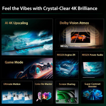 Toshiba 65 inch UHD Smart TV C350N, AI 4K Upscaling, REGZA Power Audio, Ultimate Motion, Sports Mode, DTS X, Game Mode, Dolby Vision Atmos