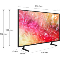 Samsung Smart TV, Big TV, Crystal UHD, DU7000, 85 Inch, 2024, Pur Colour, 4K Upscaling, Samsung TV Plus, Q-Symphony, Black, UA85DU7000UXZN