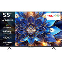 TCL television 55 Inch Smart TV 4K QLED Pro HDR 10+ Google TV, Quantum Dot Technology, Dolby Vision- Atmos,MEMC，2GB RAM+32GB ROM,Game Master, Slim Design 55T7B, Black