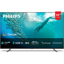 PHILIPS 55 Inch 4K Ultra HD Smart Google TV with Hands-Free Voice Control Dolby Vision Atmos HDR10 with built-in Google Assistant, 55PUT7129/56, Black