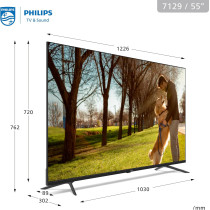 PHILIPS 55 Inch 4K Ultra HD Smart Google TV with Hands-Free Voice Control Dolby Vision Atmos HDR10 with built-in Google Assistant, 55PUT7129/56, Black