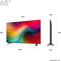 LG 65 Inch Nanocell Nano81 4K Smart TV Ai Magic Remote Hdr10 Webos24, 65Nano81T6A.AMVEM, Black