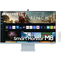 SAMSUNG M8 Series 32-Inch 4K UHD Smart Monitor and Streaming TV with Slim-fit Webcam for PC-Less Experience, Netflix, HBO, Prime VOD and More, Apple Airplay, WIFI, BT, Built-in Speakers, 2022, Blue