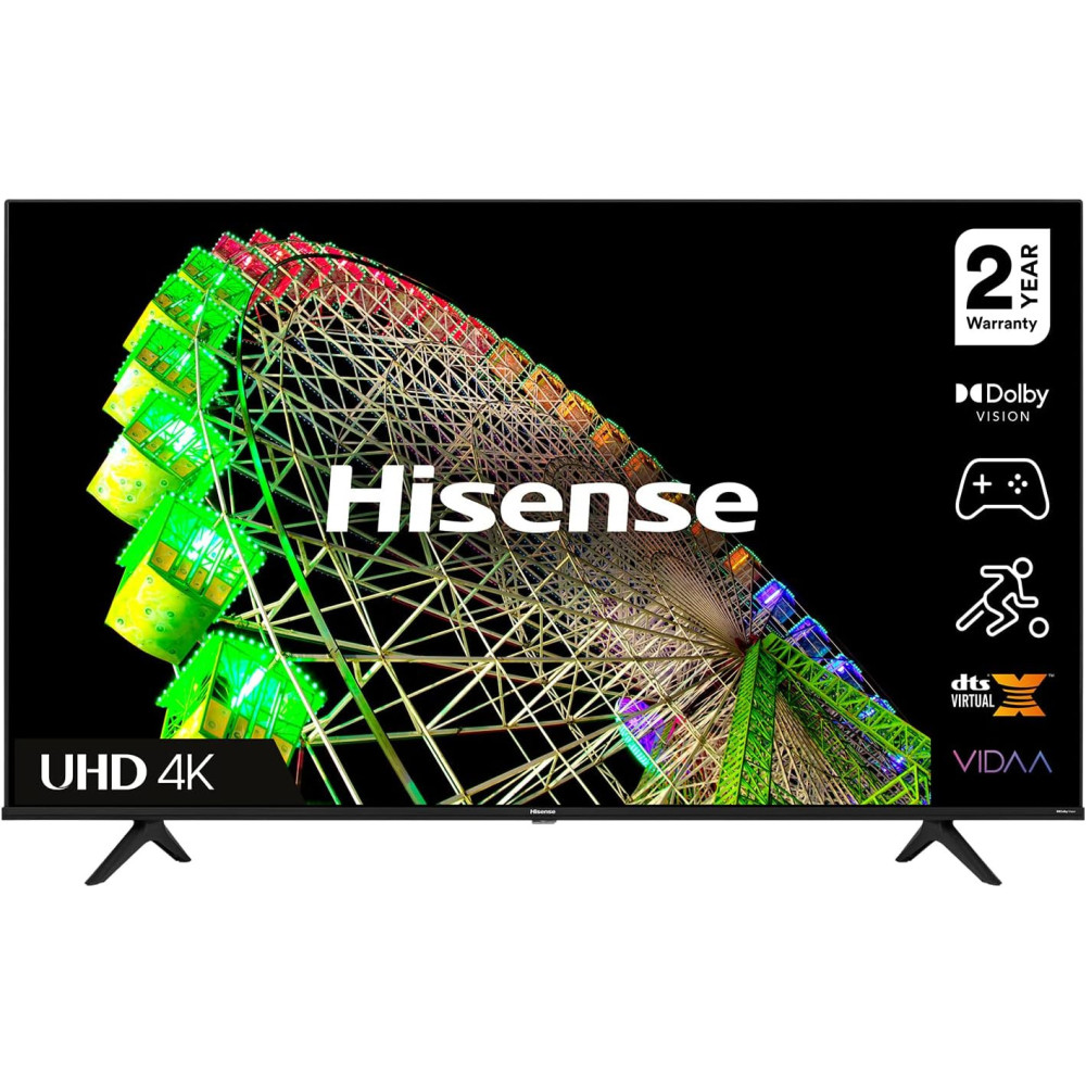 Hisense 43A6BGTUK 4K UHD Smart TV, with Dolby Vision HDR, DTS Virtual X, Youtube, Netflix, Disney Plus, Freeview Play and Alexa Built-in, Bluetooth and WiFi, Black, 43 Inch