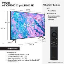 Samsung Smart TV, Crystal UHD, 65 Inch, Black, Crystal Processor 4K, Smart Hub, Object Tracking Sound Lite, UA65CU7000
