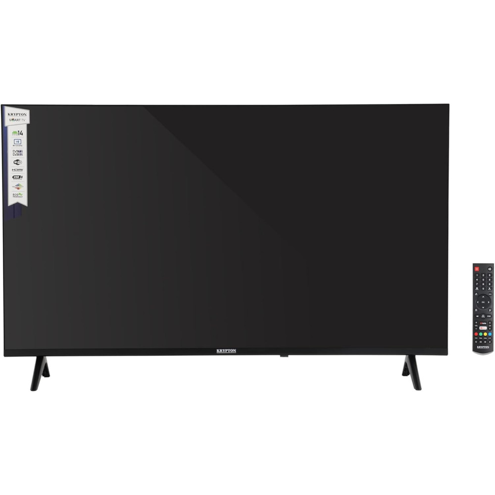 Krypton Full HD Frameless Smart LED TV with Remote Control Stand Android 14,FHD Resolution HDMI, USB, Optical Connectivity, Eco-Friendly Design, Smart Features with Netflix, YouTube, and More, 40inch, KLED4025TSH