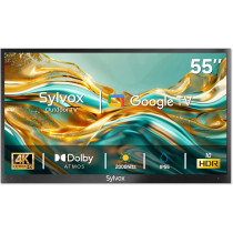 SYLVOX 55 inch Smart TV Compatible with Google TV, 4K LED 2000 Nit Brightness Partially Sunlight Readable Outdoor TV with Voice Remote, Screencast, IP55 Waterproof TV for Home Terrace Garden