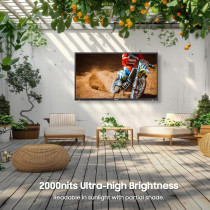 SYLVOX 55 inch Smart TV Compatible with Google TV, 4K LED 2000 Nit Brightness Partially Sunlight Readable Outdoor TV with Voice Remote, Screencast, IP55 Waterproof TV for Home Terrace Garden