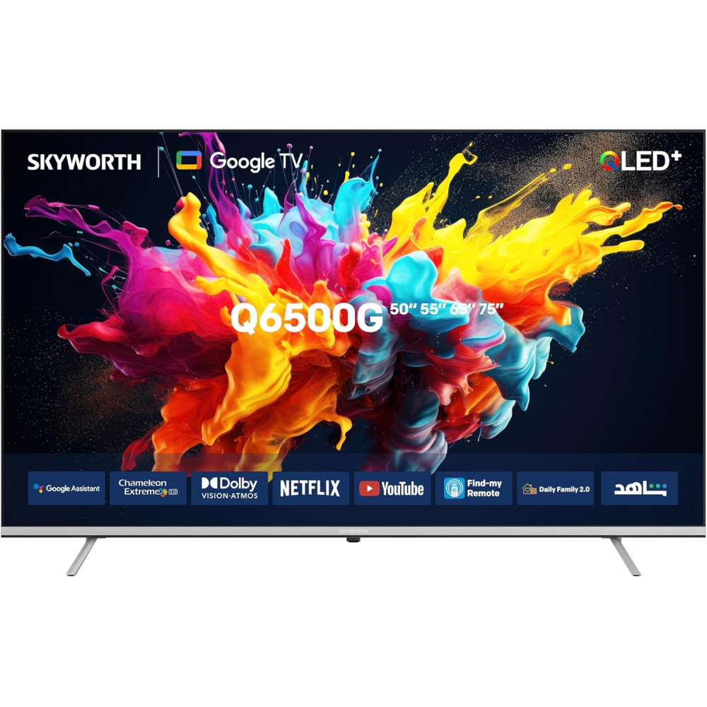 Skyworth 75 Inch 4K QLED Smart TV, Black