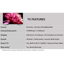 Sony 85 Inch 4K UHD HDR Android TV, Black