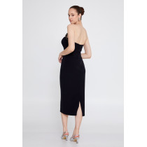 Strapless Midi Crepe Column Regular Evening Dress