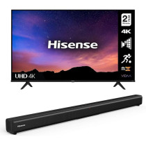 Hisense 65 Inch 4K Uhd Smart Tv, Dolby Vision Hdr, Dts Virtual X, Alexa, Bluetooth, Wifi, 65A61GTUK. Bundle With Hs205 2.0Ch Sound Bar, 60W, Roku Tv Ready, Bluetooth, Hdmi, 3 Eq Modes Black