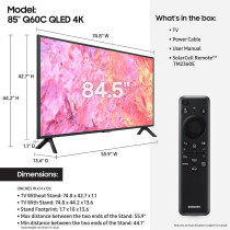 Samsung Smart TV, QLED, 85 Inch, Titan Gray, Quantum Dot, HDR10+, AirSlim, Smart Hub, QA85Q60C