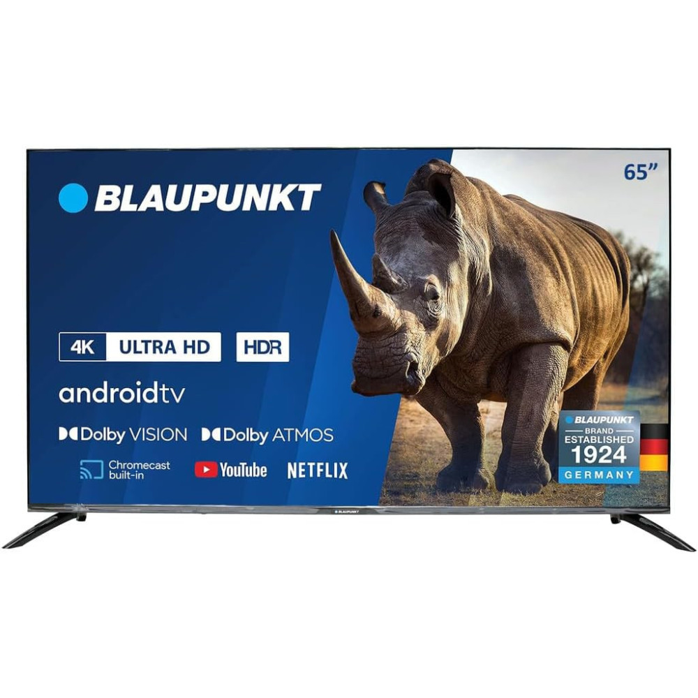 Blaupunkt 65 Inch TV 4K-UHD Smart TV Android TV Dolby Vision Dolby Atmos Bluetooth, 65UB6210D, 122.7 x 23.7 x 78 Cm, Black