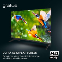Gratus 32Inch Edgeless HD Ready LED Smart TV, DVB T2/S2 Built-In receiver, Android 12, 2 USB, 2 HDMI, High Resolution, Superior Sound, Model- LT32A23H
