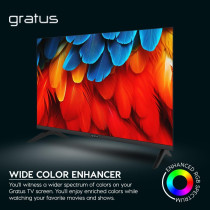 Gratus 32Inch Edgeless HD Ready LED Smart TV, DVB T2/S2 Built-In receiver, Android 12, 2 USB, 2 HDMI, High Resolution, Superior Sound, Model- LT32A23H