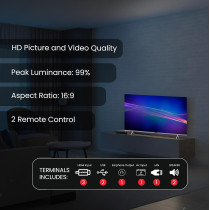 Nobel 75 Inch 4K UHD Frameless Smart LED TV With Android 13, HDR, HDMI And USB Ports, LAN, Coaxial Input, Built-In Speakers, Wi-Fi, Ultra Slim DLED, Whale TVOS For Streaming UHD75VIDS Black