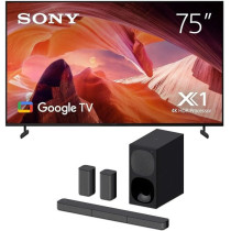 Sony BRAVIA 75 inch 4K UHD Smart TV, Google TV, KD-75X80L Bundle with Sony HT-S400 2.1ch Soundbar, Wireless Subwoofer, Dolby Digital, 330W