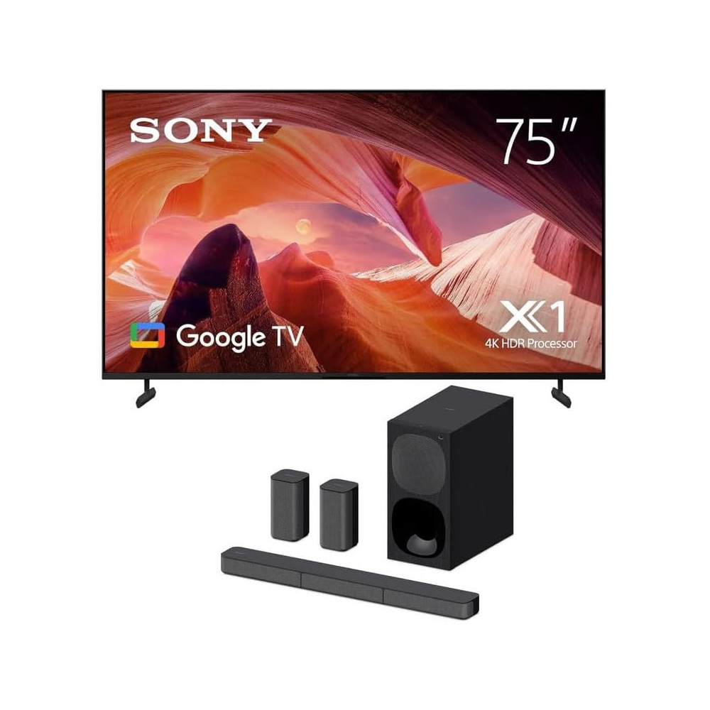 Sony BRAVIA 75 inch 4K UHD Smart TV, Google TV, KD-75X80L Bundle with Sony HT-S400 2.1ch Soundbar, Wireless Subwoofer, Dolby Digital, 330W