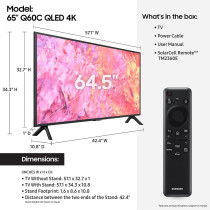 Samsung Smart TV, QLED, 65 Inch, Titan Gray, Quantum Dot, HDR10+, AirSlim, Smart Hub, QA65Q60C