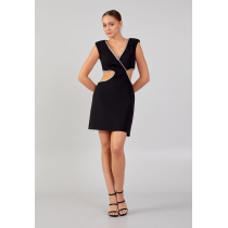 Sleeveless Mini Crepe Column Regular Evening Dress