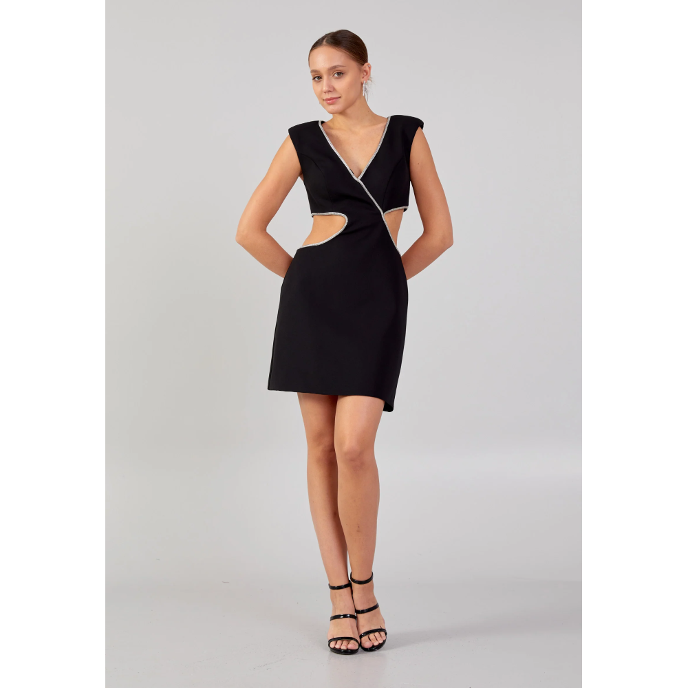 Sleeveless Mini Crepe Column Regular Evening Dress