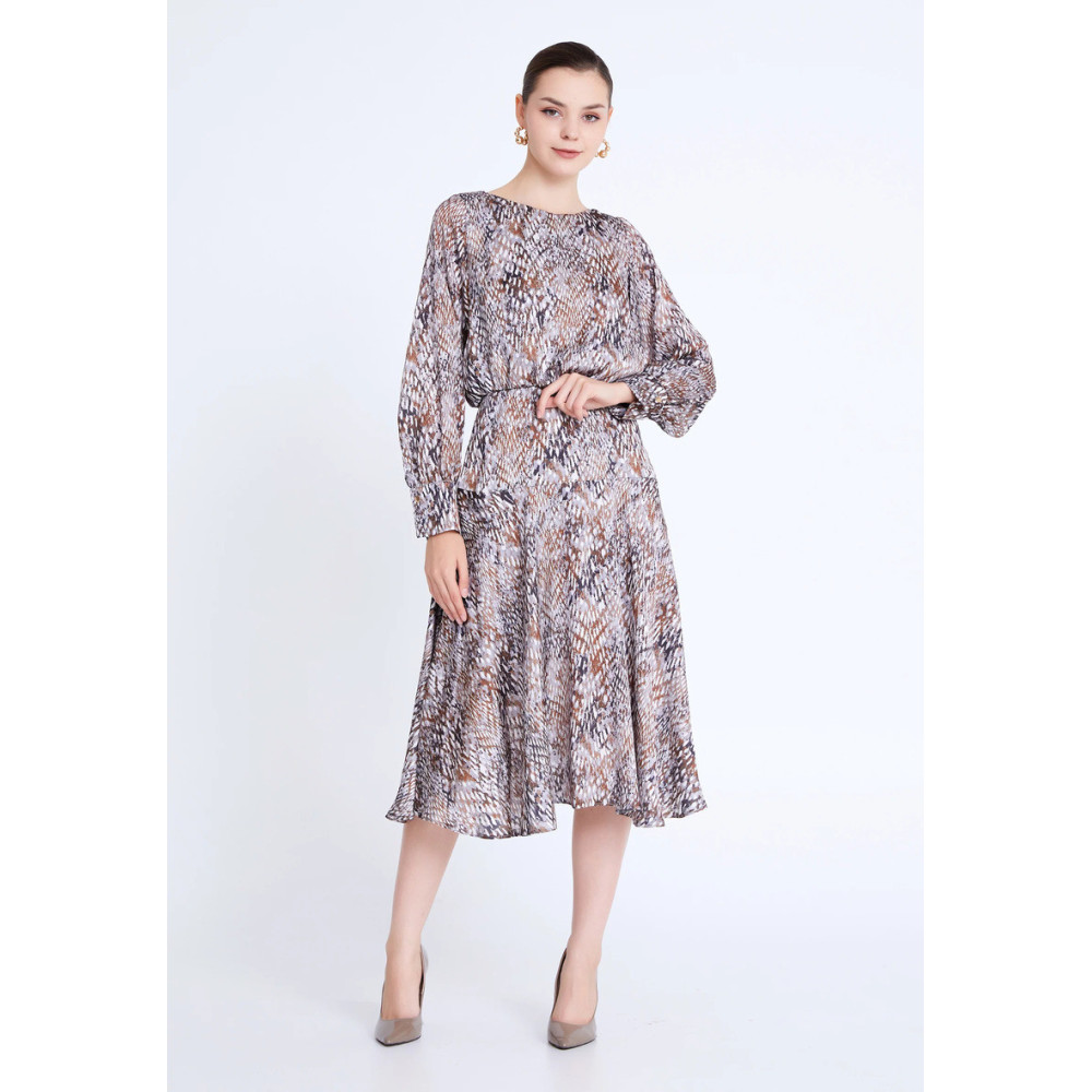 Long Sleeve Midi Satin Column Regular Casual Dress